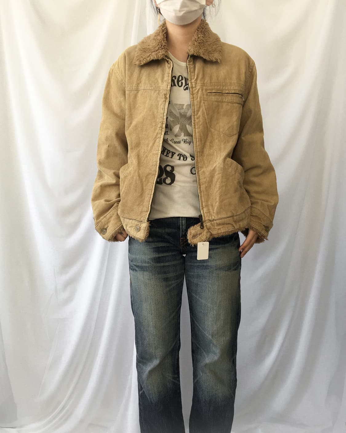 Fake fur collar corduroy jacket 상품이미지6