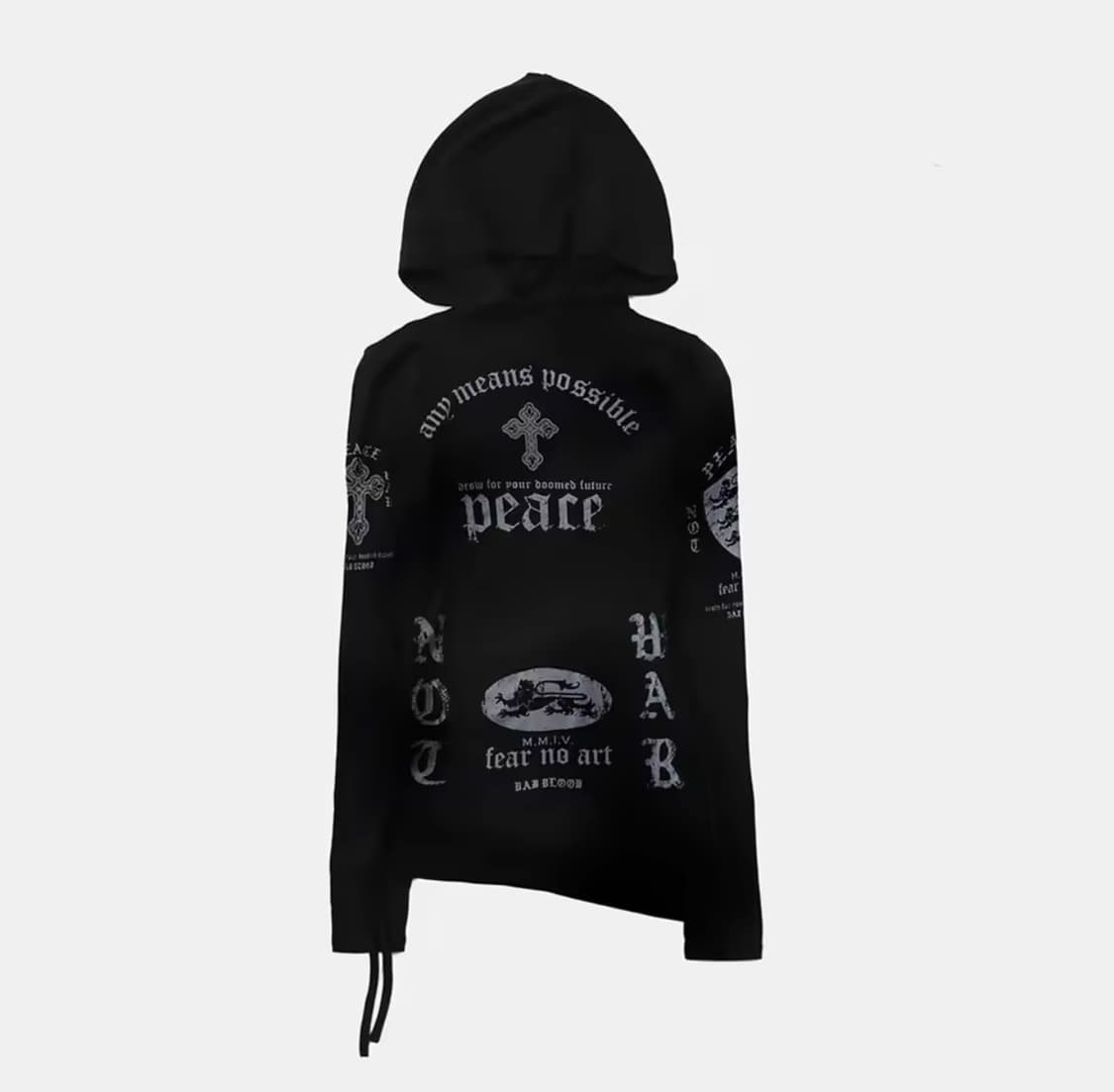 배드블러드 슬림 컷 후드 블랙 상품이미지1