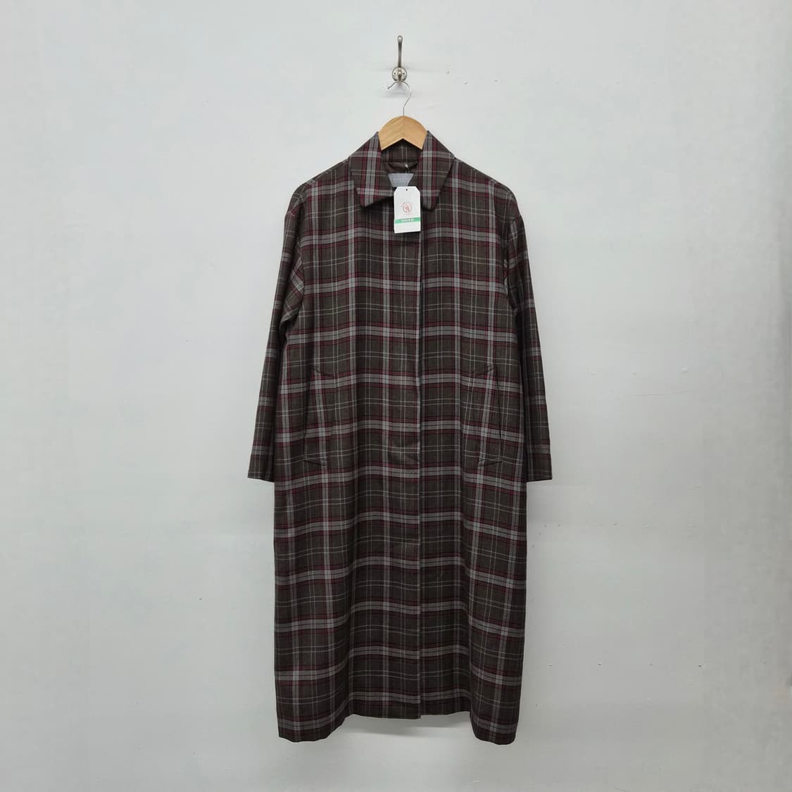 매킨토시 체크 롱 코트 브라운 여성 L 상품이미지1