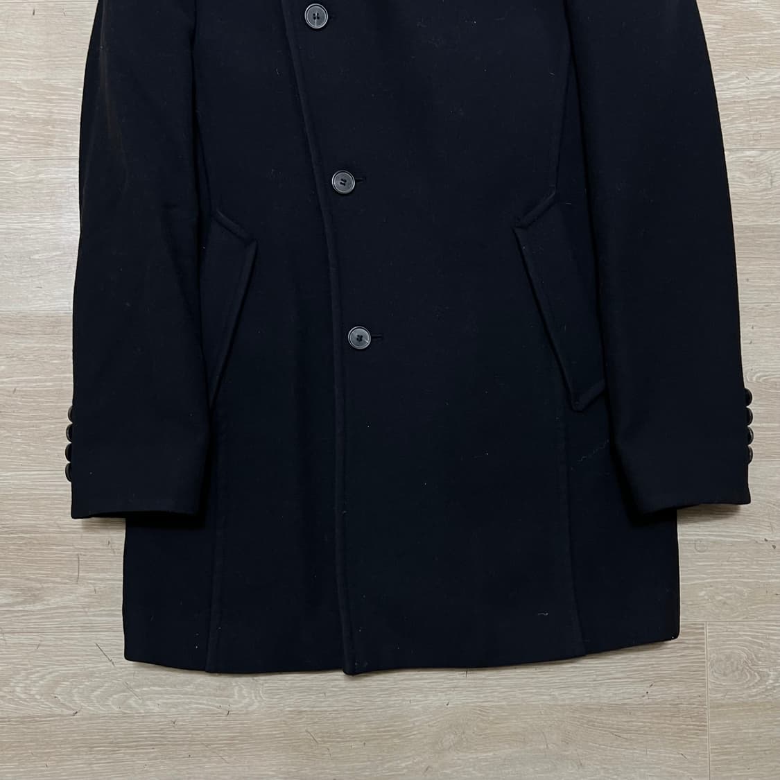 앤드지 모직 하이넥 오피서 코트 [네이비] L/100 상품이미지3