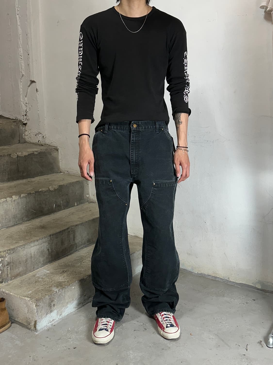 OG USA 칼하트 B01 더블니 블랙 칼하트 썩블니 하드페이딩 상품이미지2