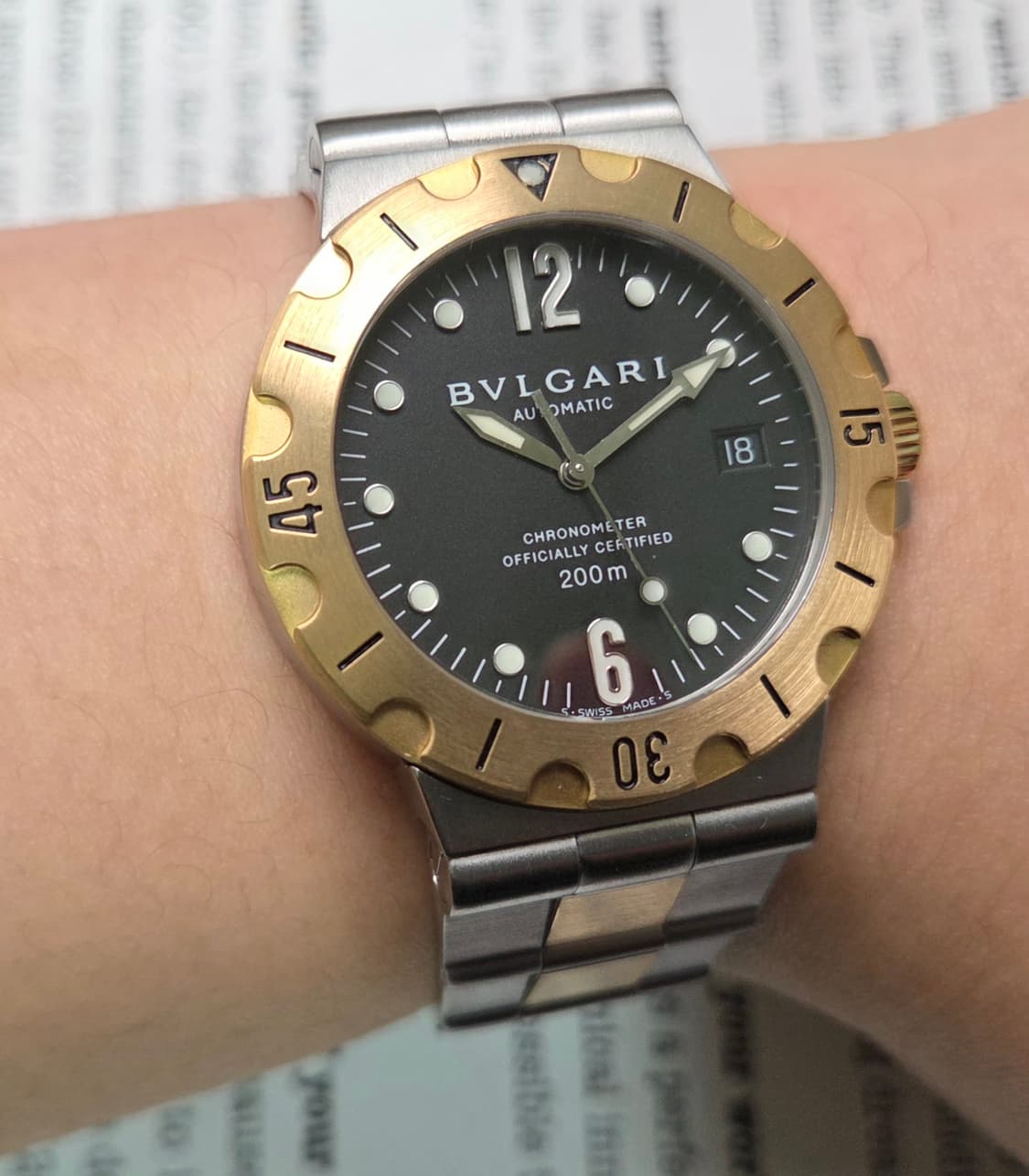 불가리 디아고노 스쿠버 SD38SG 18k 콤비 38mm 오토매틱 브레이 상품이미지3