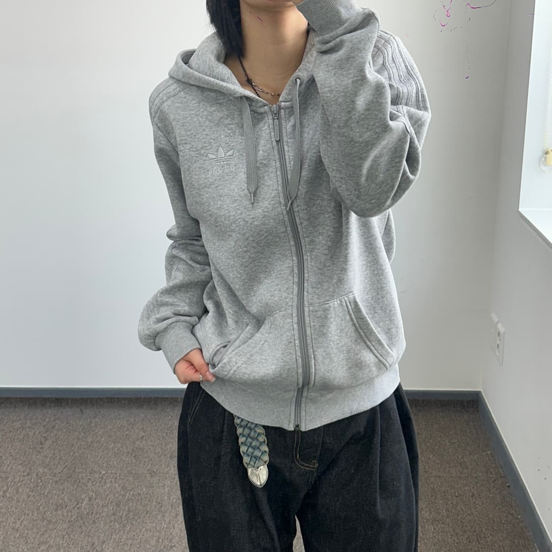 Adidas 파이어버드 트랙 그레이 후드집업 상품이미지1