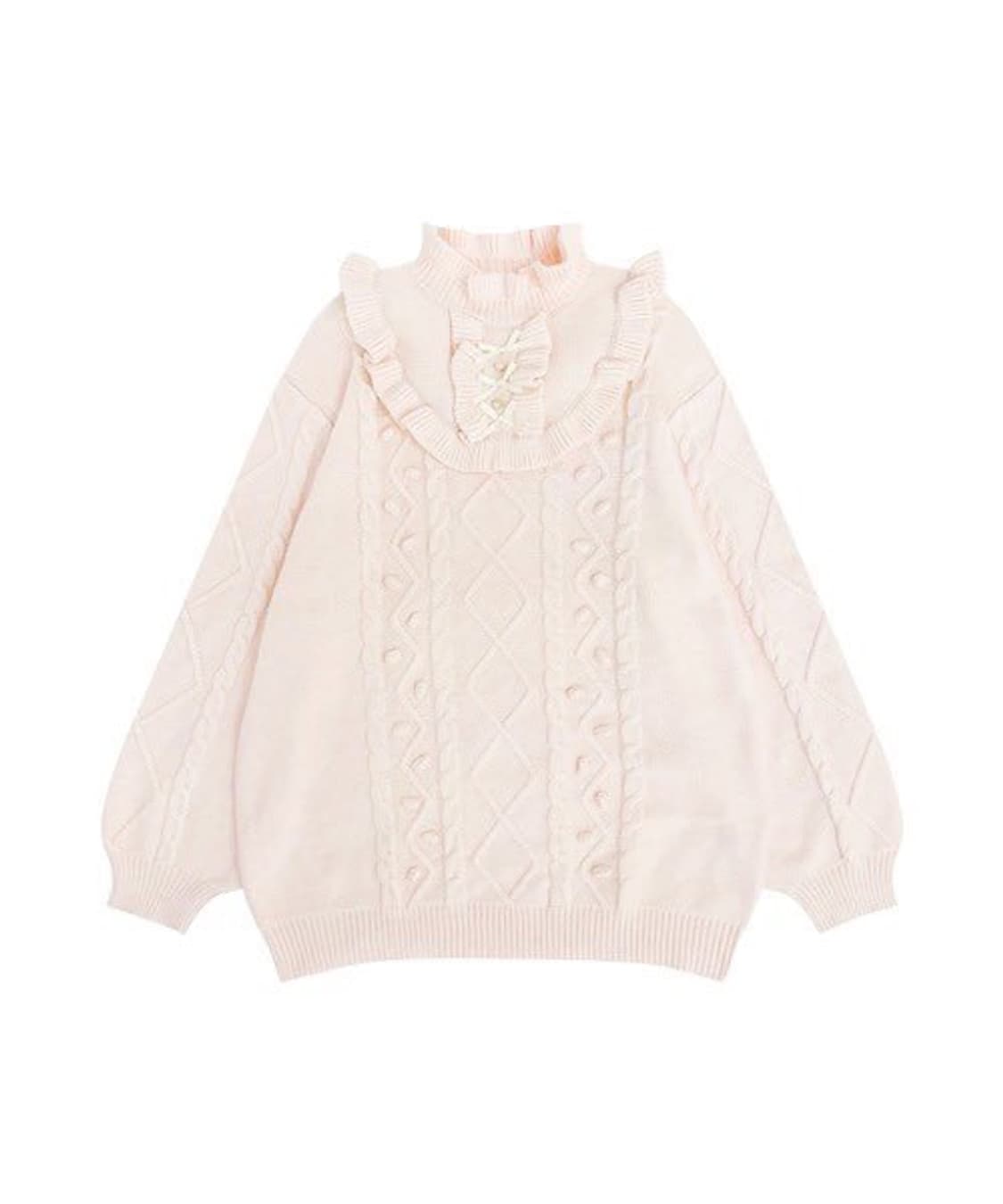 허니 시나몬 리본 니트 원피스 연핑크 양산형 양지뢰 로리타 히메갸루 상품이미지1