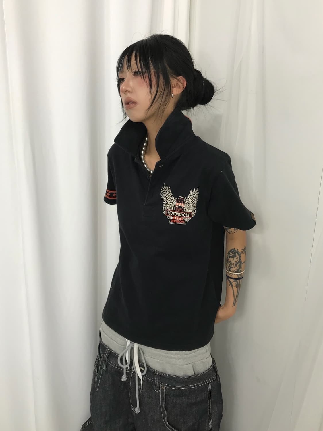 < Vanson Leathers Embroidery PK T-shirt  상품이미지3