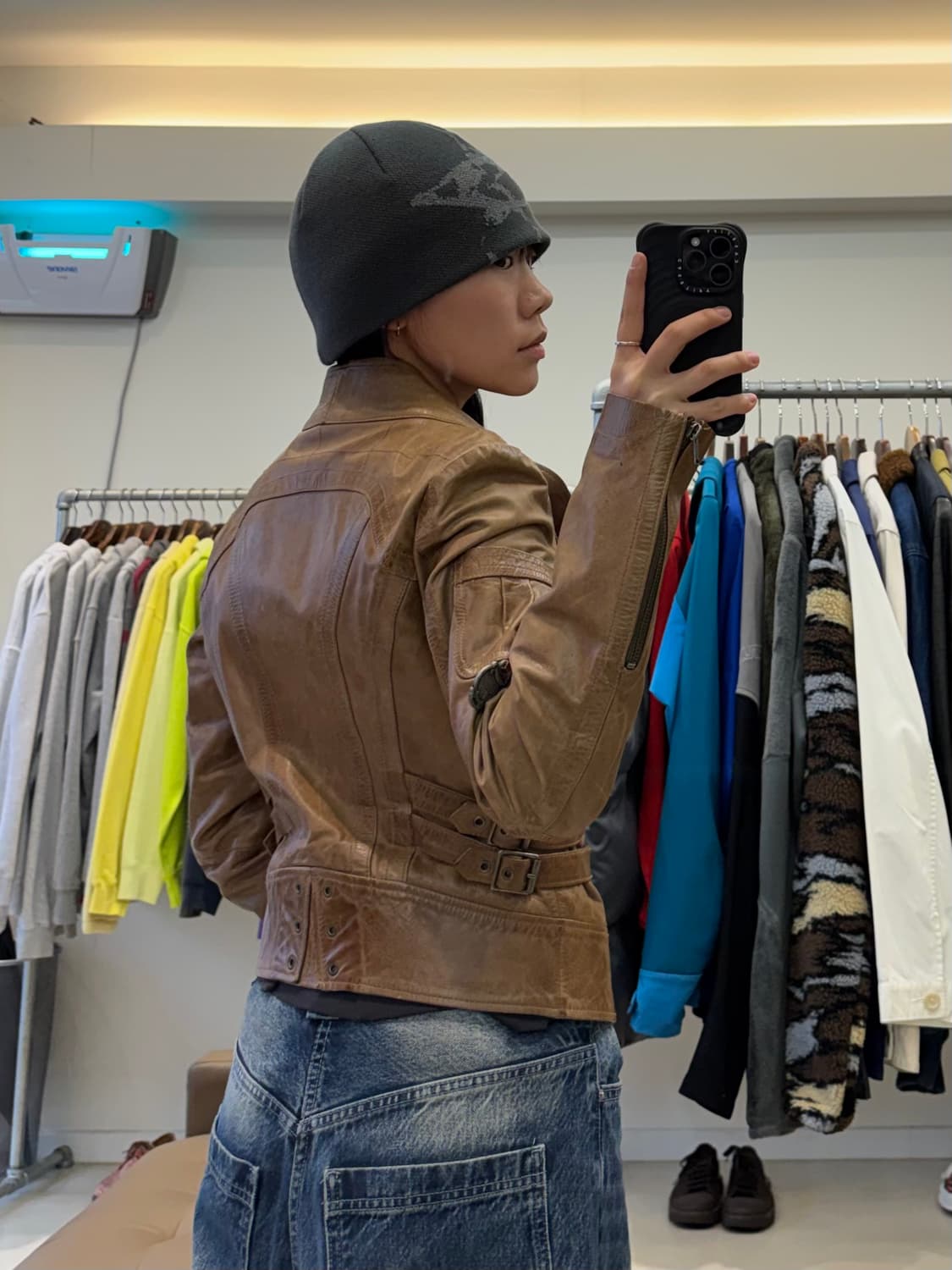 디젤 램스킨 크롭 바이커 자켓 상품이미지8