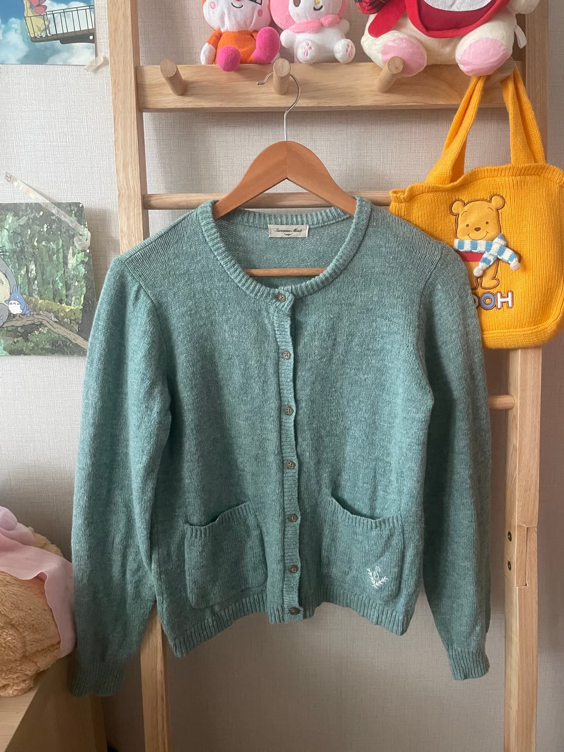 모리걸 빈티지 사만사모스 울 포함 민트 가디건🩵 상품이미지2