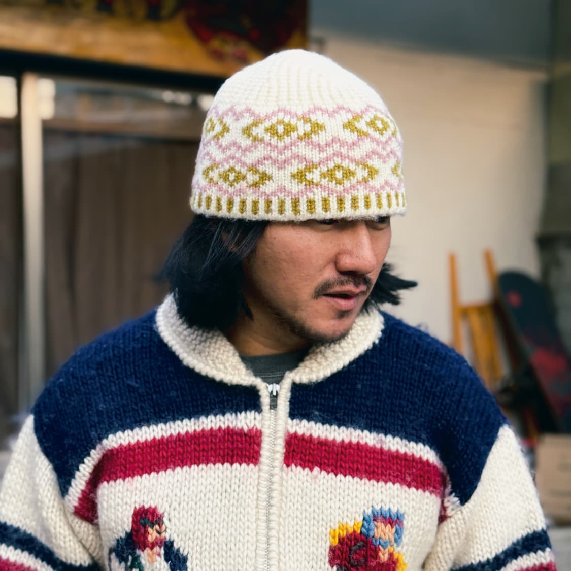 핸드메이드 노르딕 패턴 비니 상품이미지5