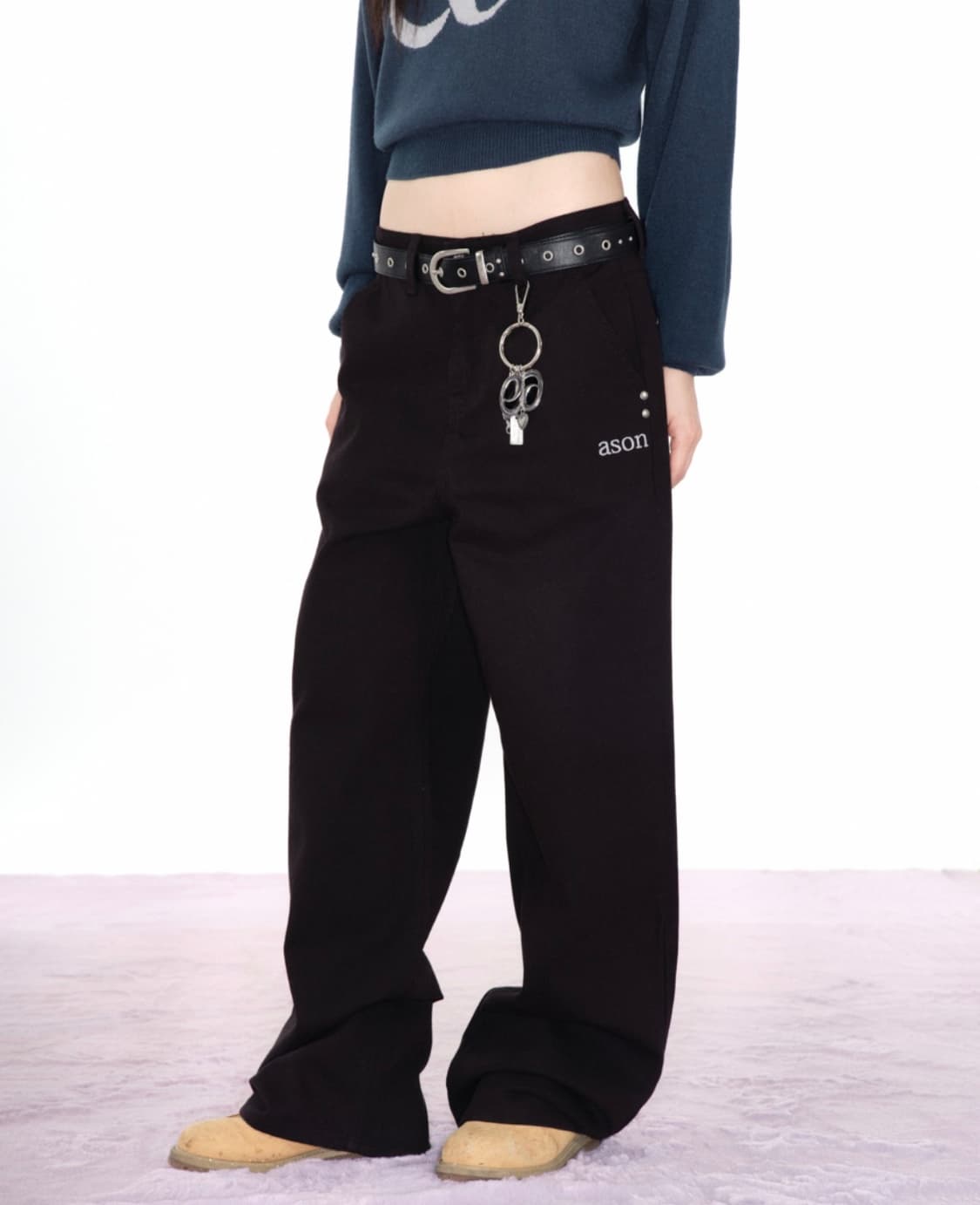애즈온 SMOG WIDE PANTS / BLACK 상품이미지2