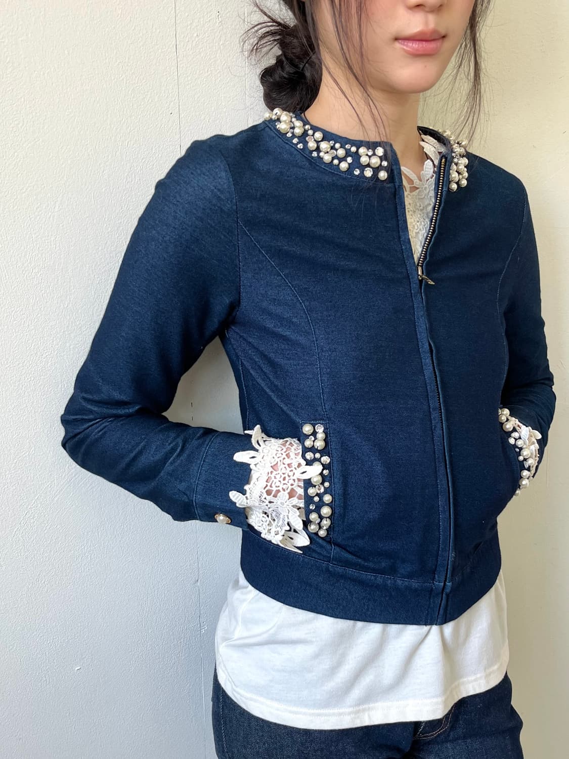 Bye Bye 라인스톤 청자켓 상품이미지4