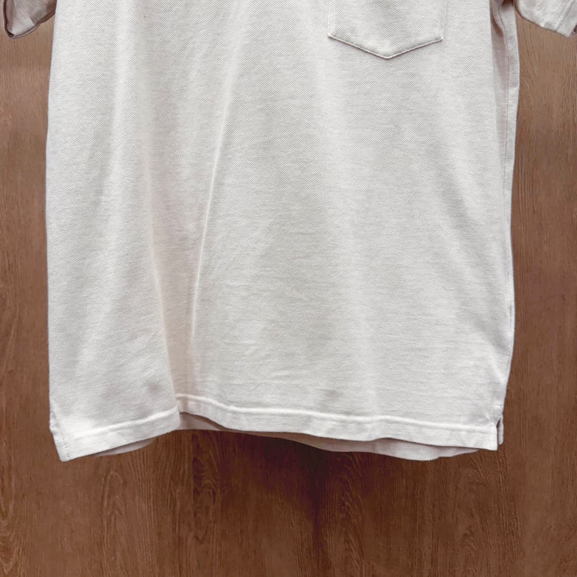 버버리 런던 코튼 포켓 카라 반팔 티셔츠 체크 디테일 아이보리 상품이미지5