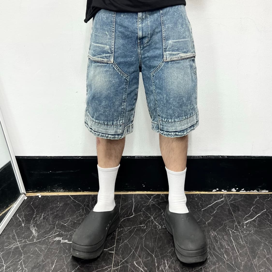준지 에시드 워시 카고 데님 하프 팬츠 상품이미지2