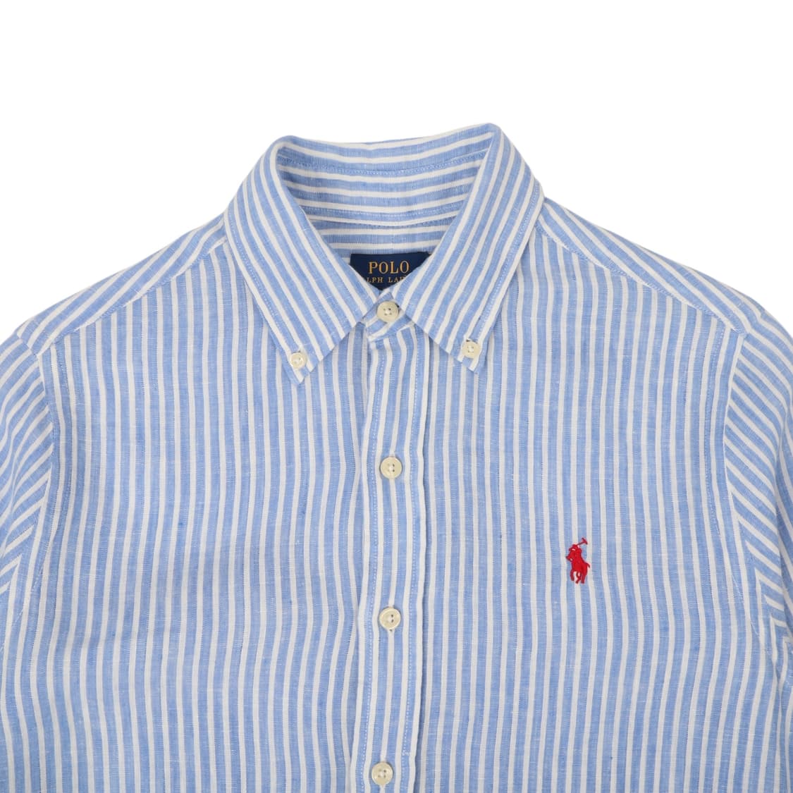 폴로 랄프로렌 qr 린넨 라이트 블루 스트라이프 셔츠 상품이미지2
