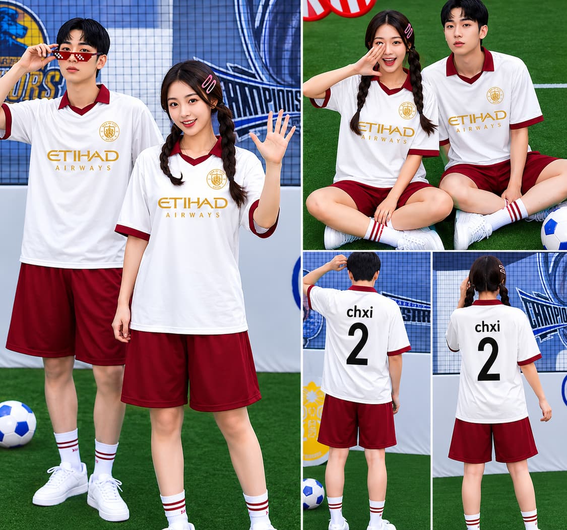 맨시티 유니폼 축구 반티세트 흰빨 스포츠 상하의(55~66,90~95) 상품이미지1