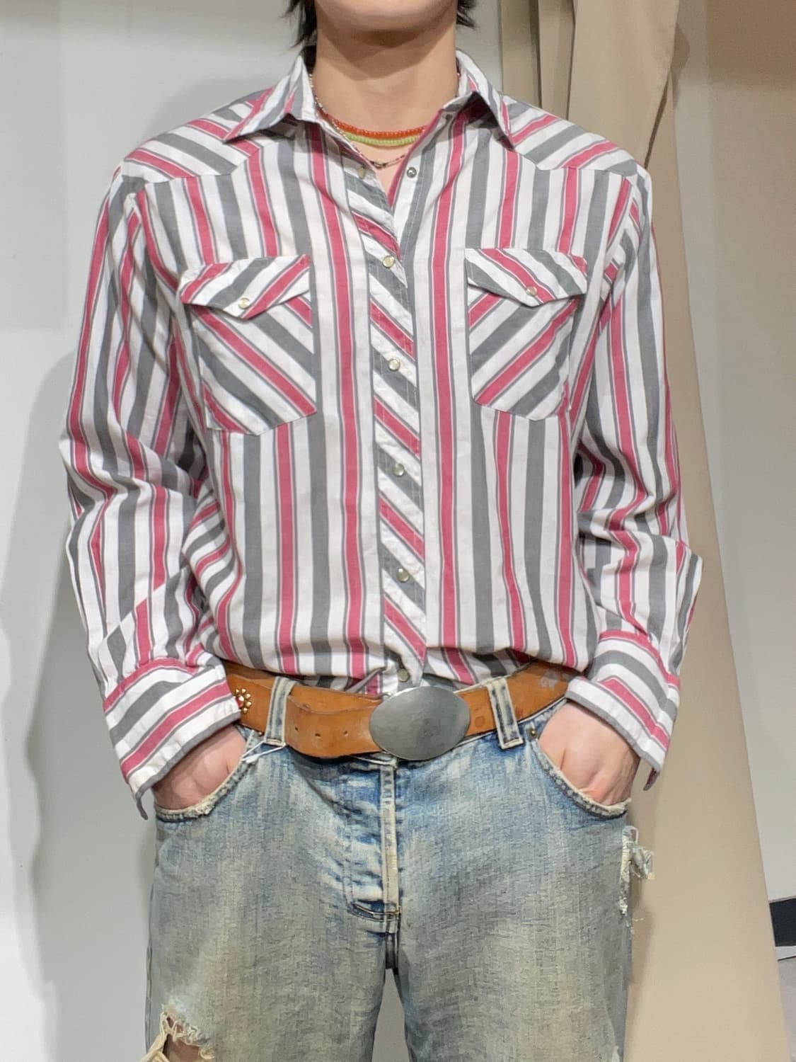 빈티지 스트라이프 웨스턴 셔츠 상품이미지1