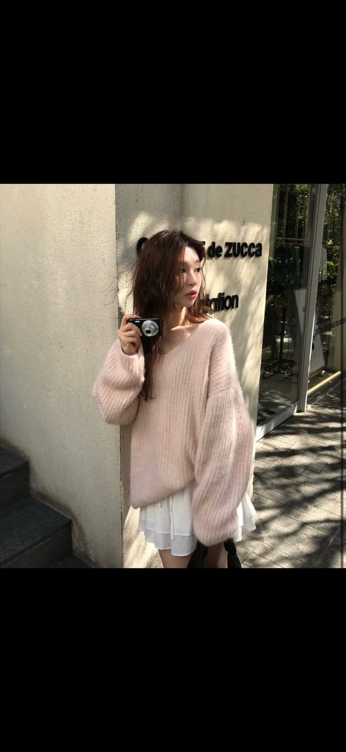 아카이브제이투유 알파카 오버사이즈 니트 핑크 상품이미지1