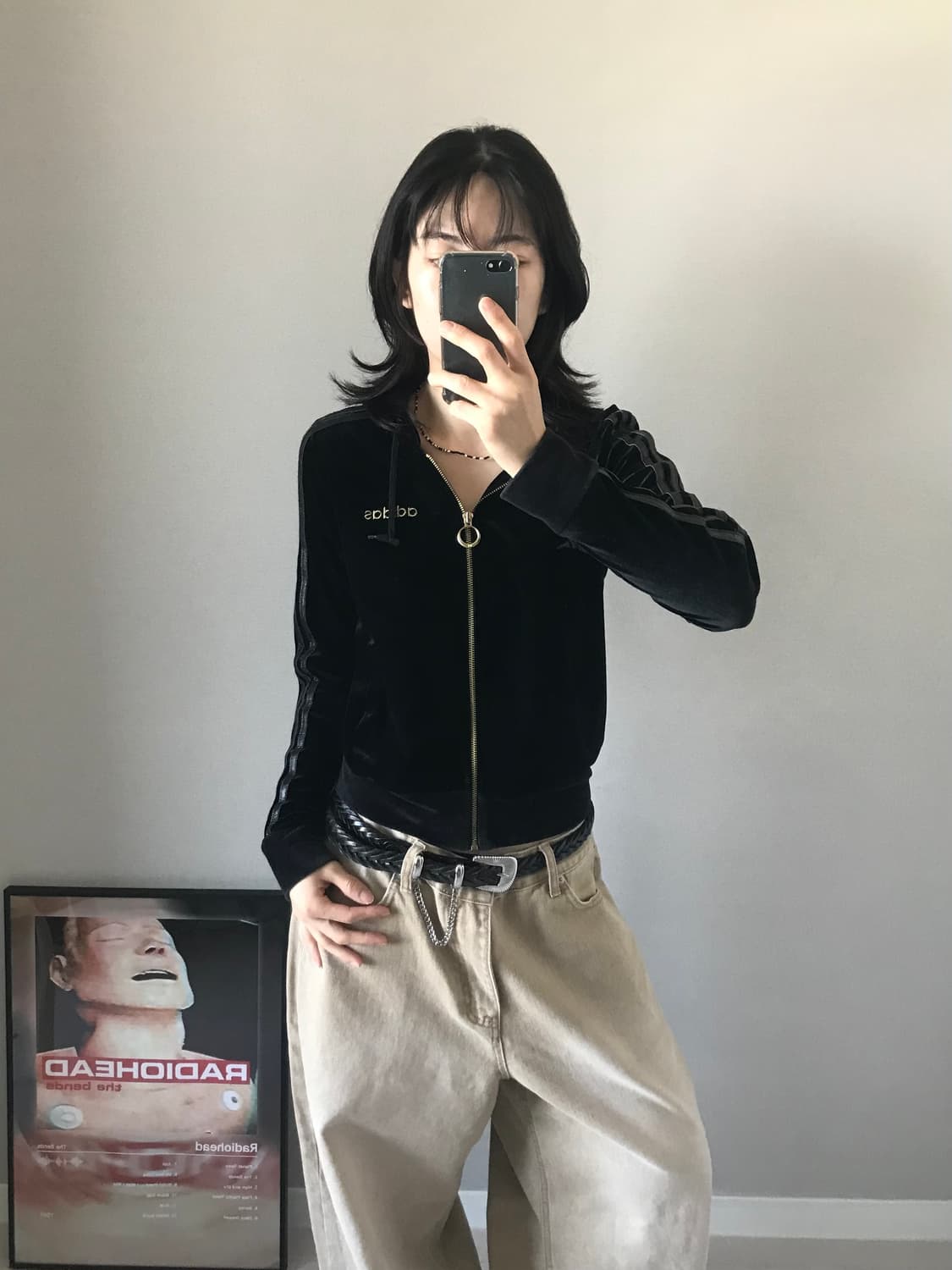 아디다스 00년대 올드스쿨 벨벳 사이드라인 후드집업 상품이미지4