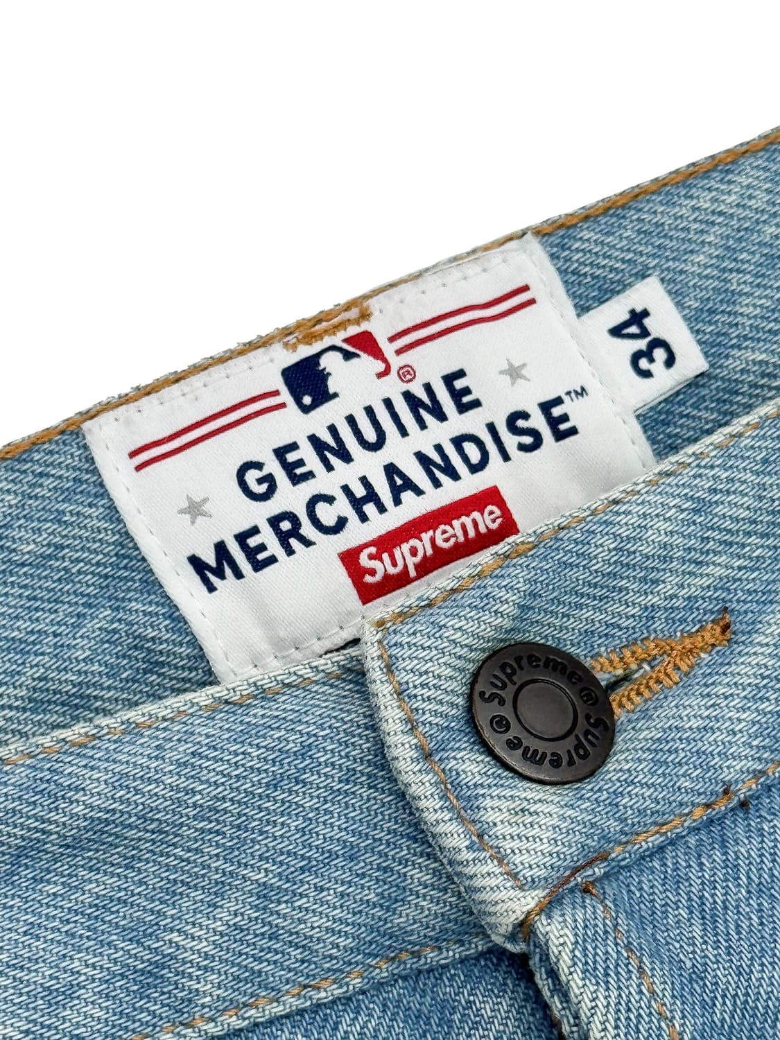 슈프림 x 뉴욕 양키스 레귤러 진 워시드 블루 상품이미지3