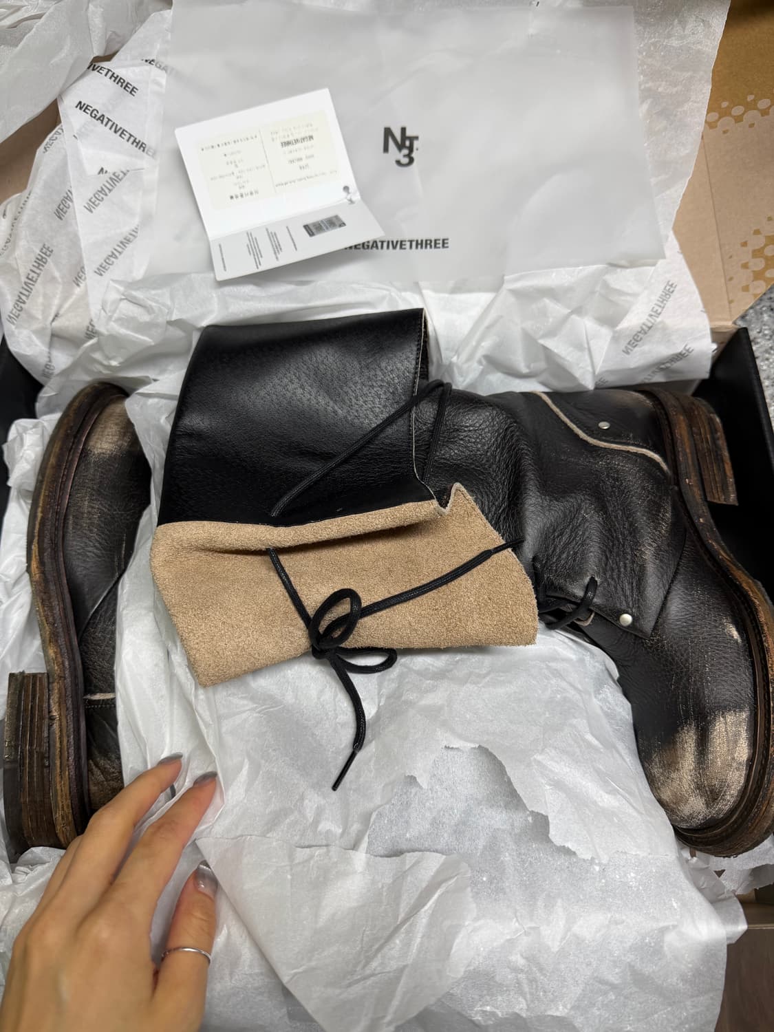 네거티브쓰리 Folded lace-up long boots 240 상품이미지4