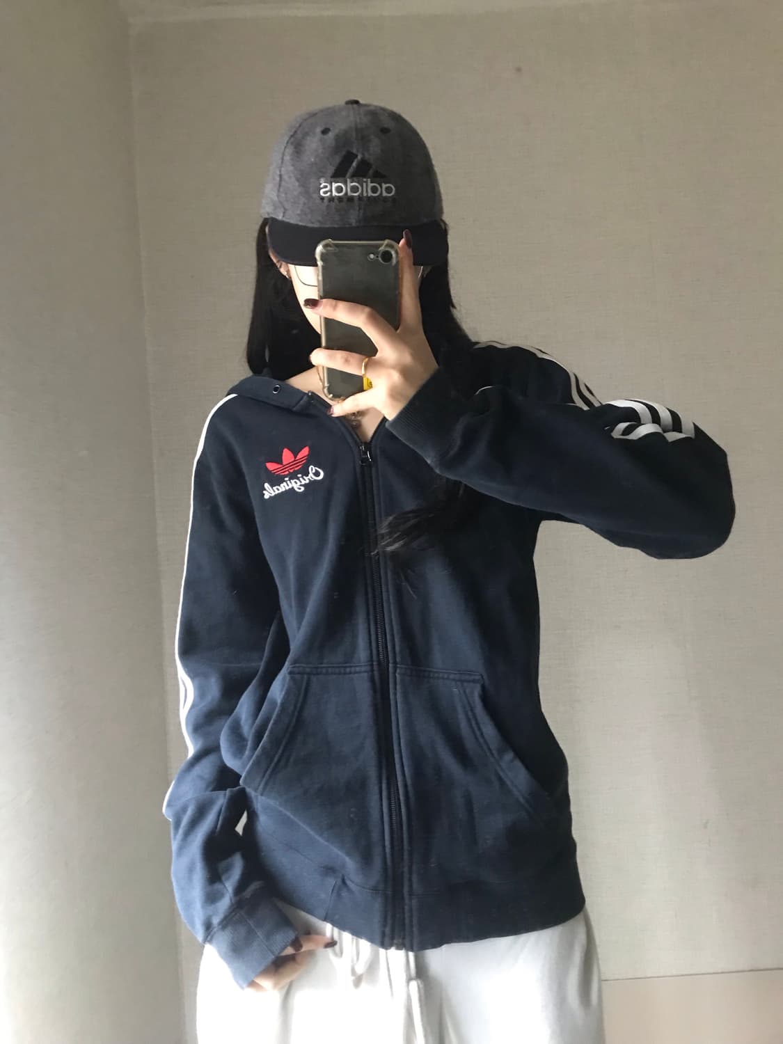 아디다스 블랙 삼선 후드집업 상품이미지3