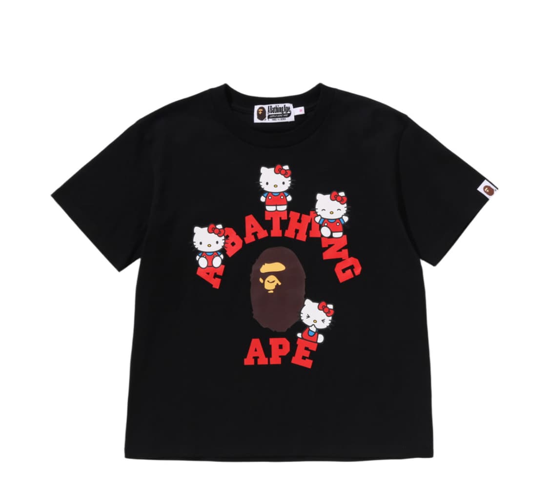 베이프 x 산리오 캐릭터즈 컬리지 미니 티셔츠 블랙 M 상품이미지1