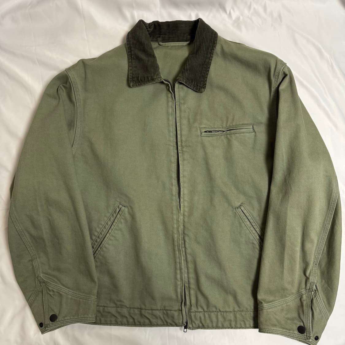 [L] GU 워시드 코튼 워크자켓 올리브  상품이미지3