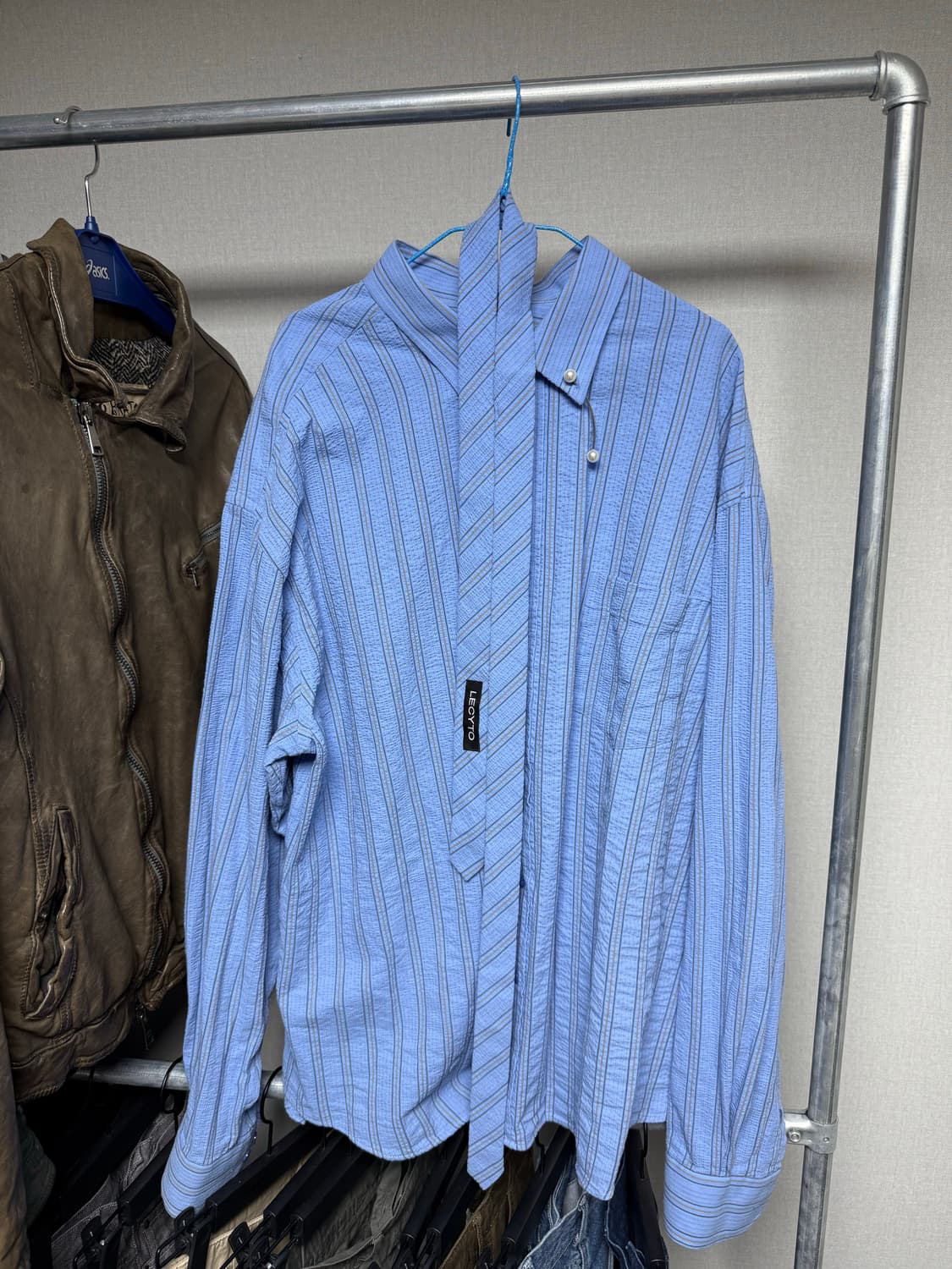 레씨토 Overfit Stripe Tie Shirts_[Blue] 상품이미지1