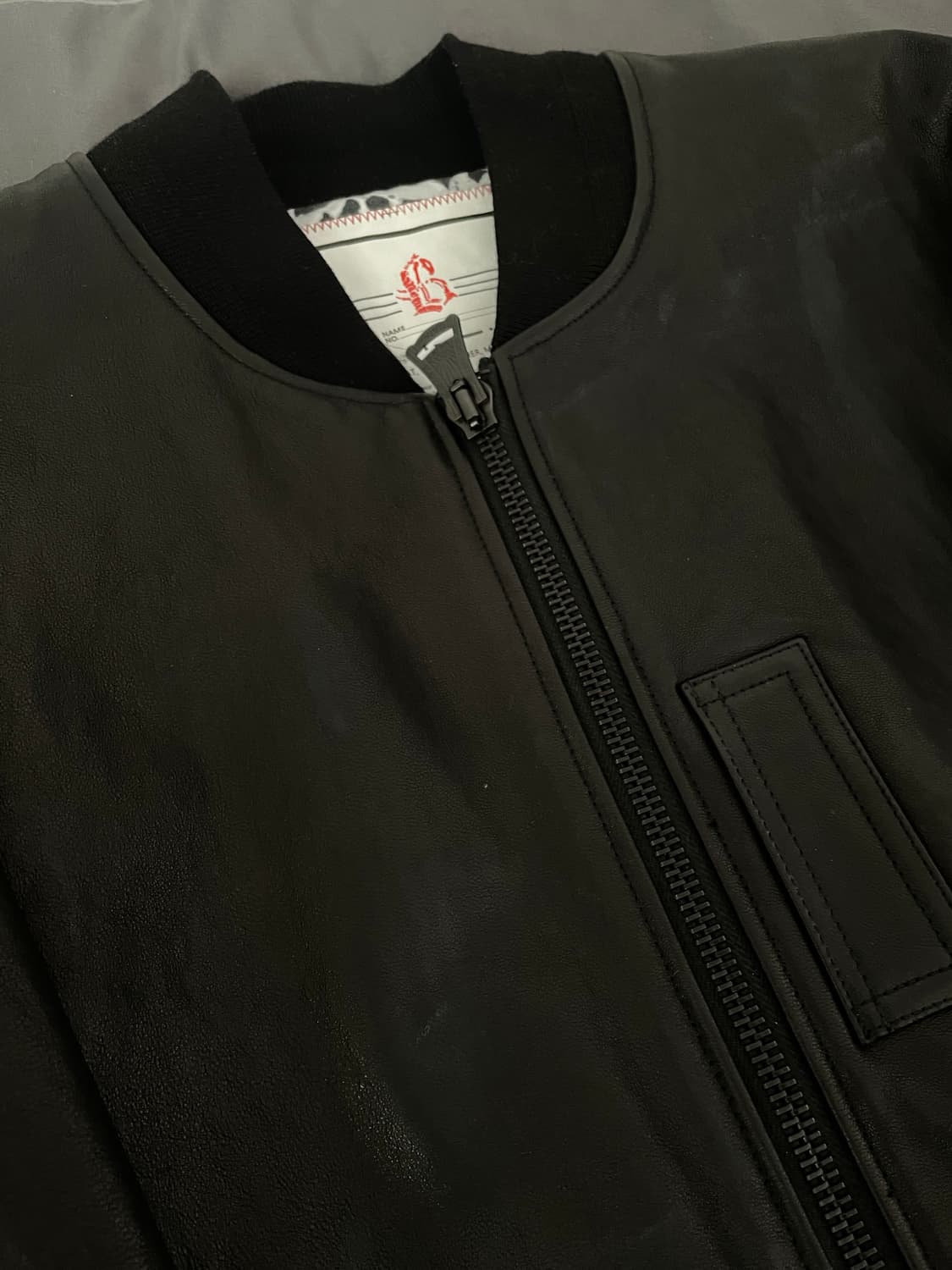 [L] 블랙아웃 레더ma-1 상품이미지1