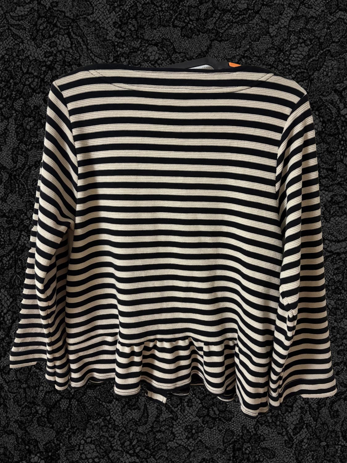 빈티지 스트라이프 논카라 프릴 자켓 숏 코트  상품이미지2