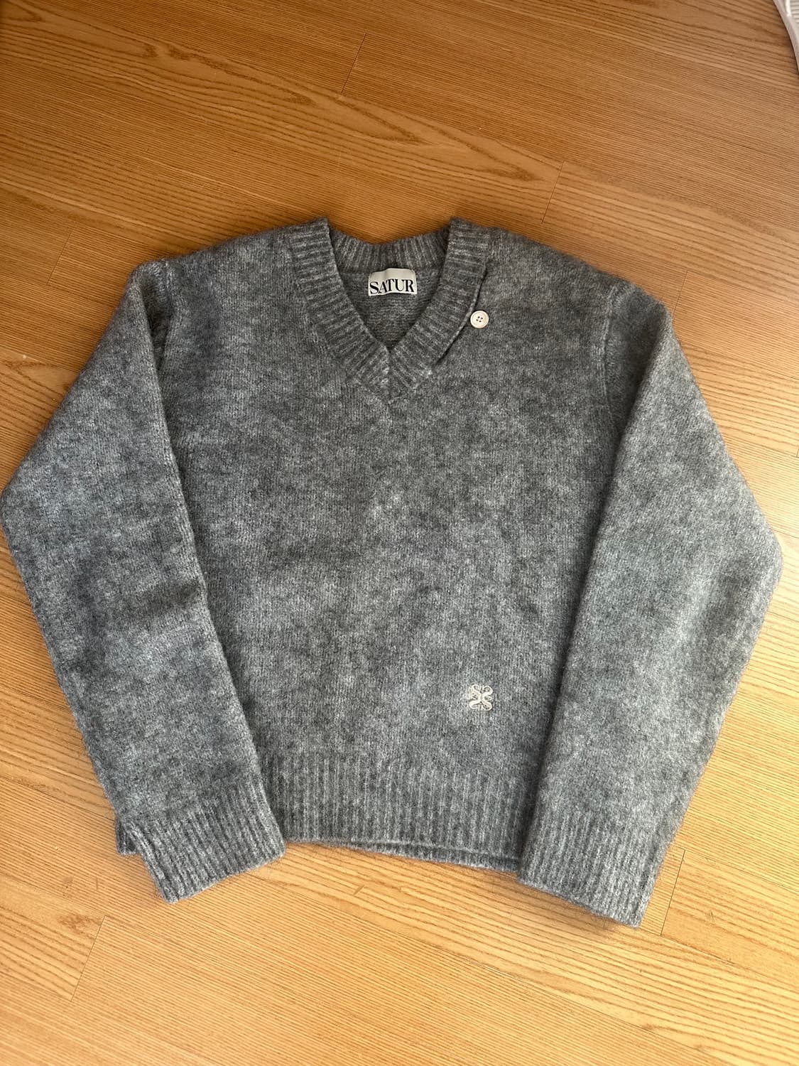 SATUR 에센 투 톤 모헤어 블렌드 니트 멜란지 그레이 WM 상품이미지2