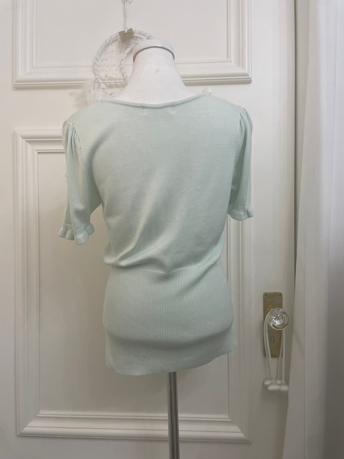 mint pearl  point v-neck knit top 상품이미지3