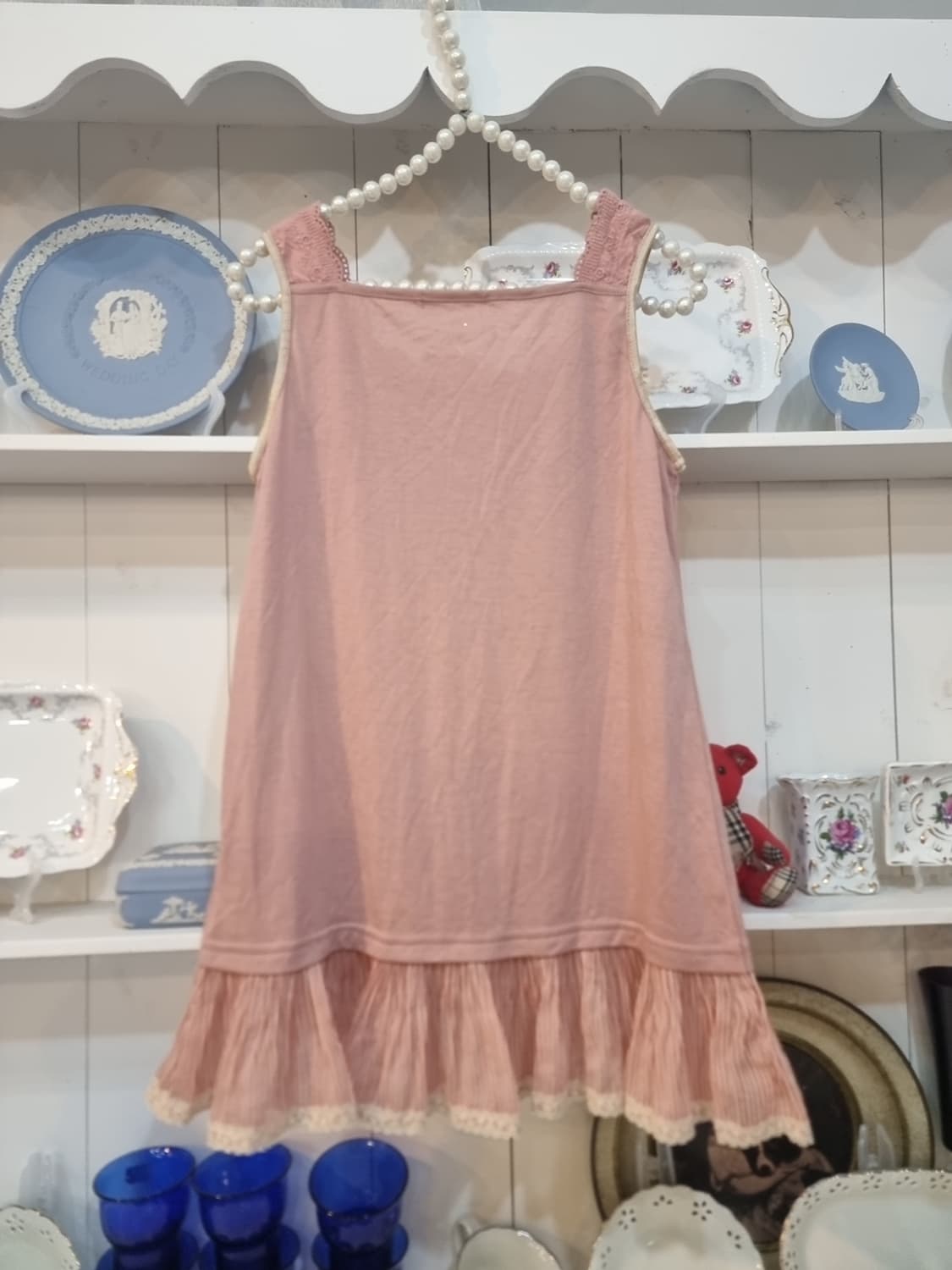 axes femme(악시즈팜므) 딸기우유핑크 레이스 프릴 슬립원피스 상품이미지4