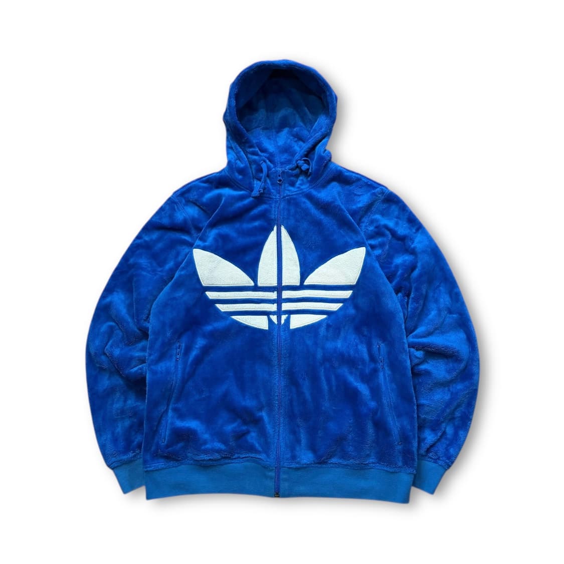 아디다스 빅로고 파이어버드 블루 쉐르파 후드자켓 상품이미지1