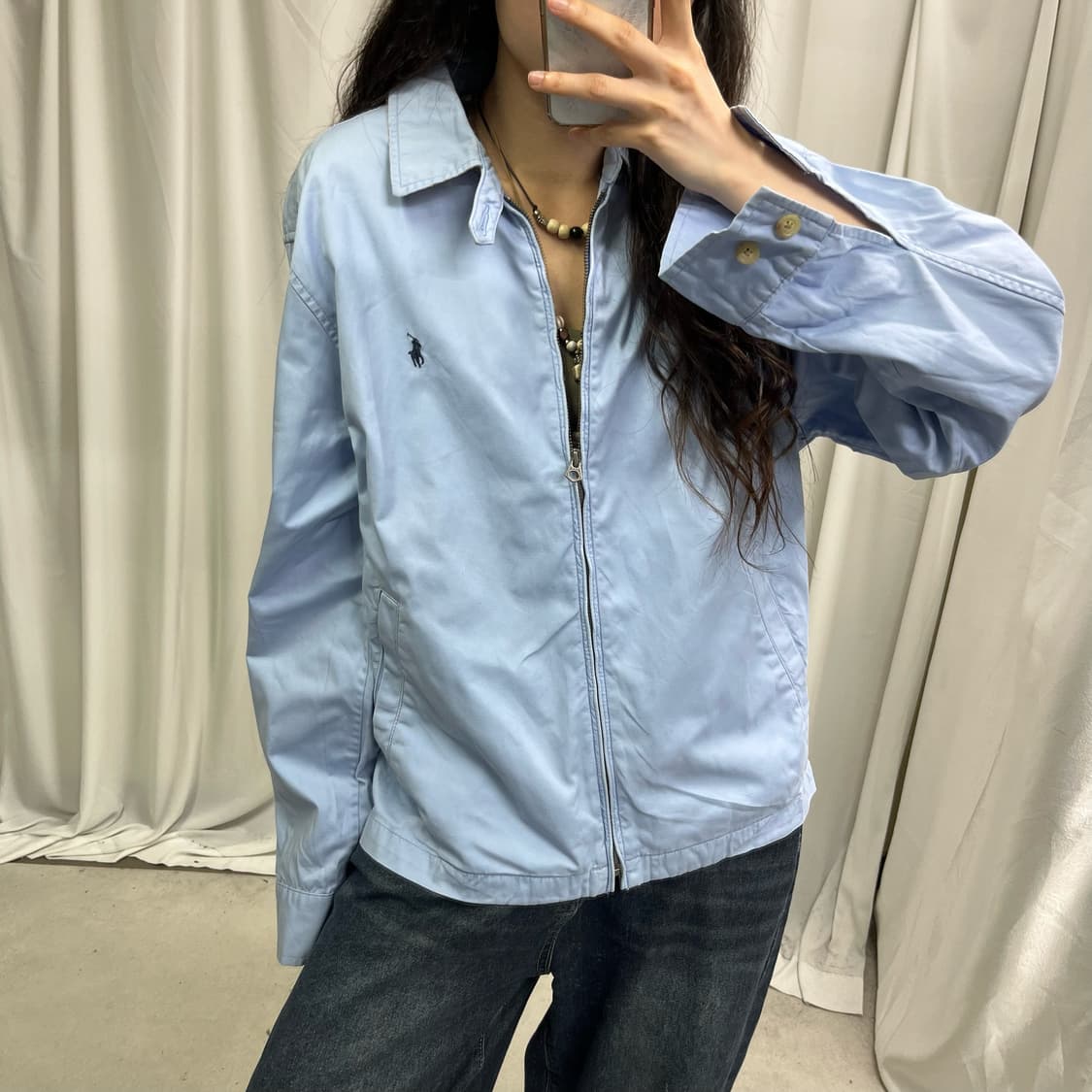 Polo milky blue swing top blouson 상품이미지3