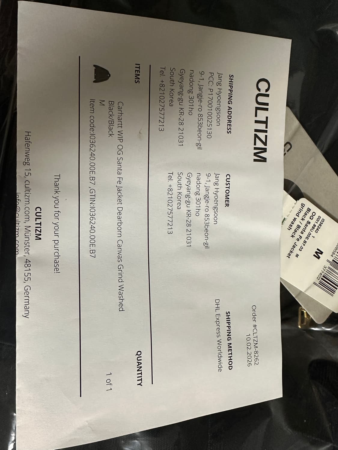 칼하트wip og산타페 자켓 그라인드 워시 M사이즈 상품이미지6