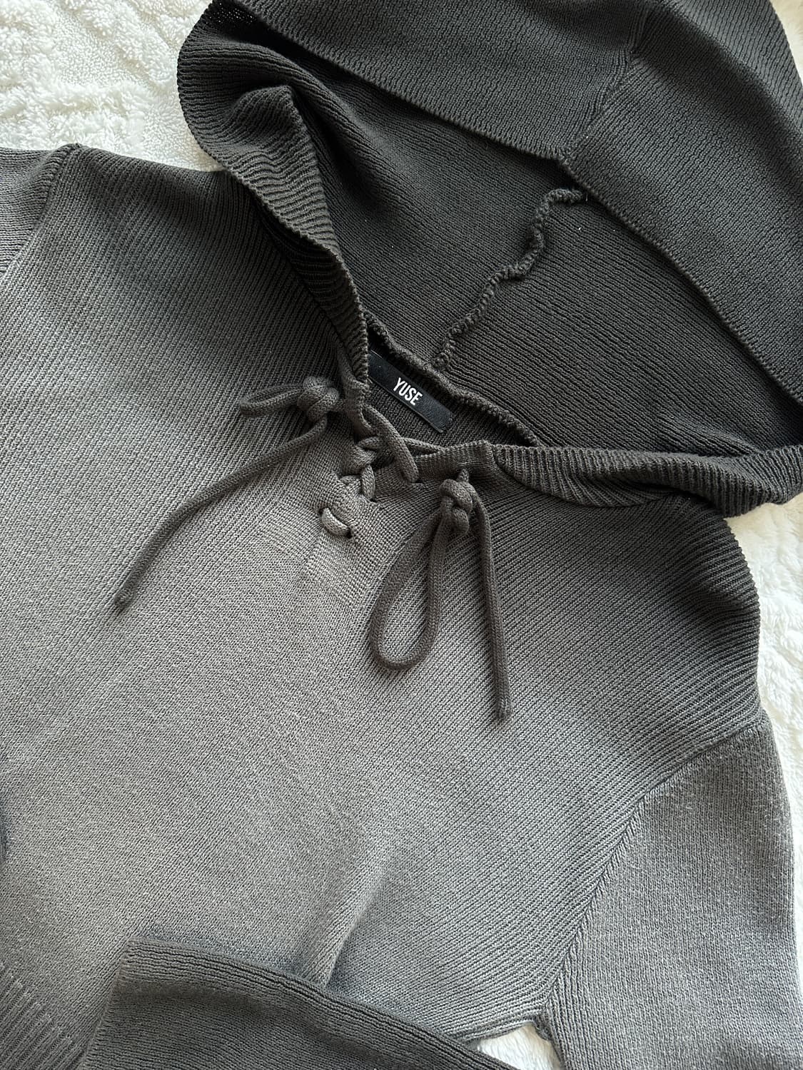 Yuse(유즈) 핑거홀 니트 후드티 상품이미지2