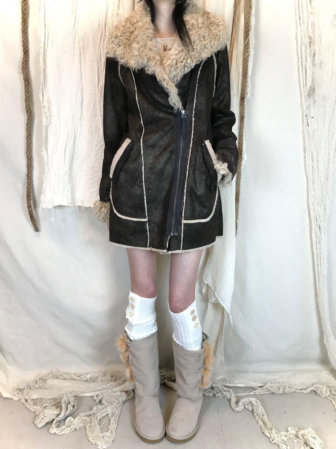 양털 롱 무스탕코트 상품이미지2