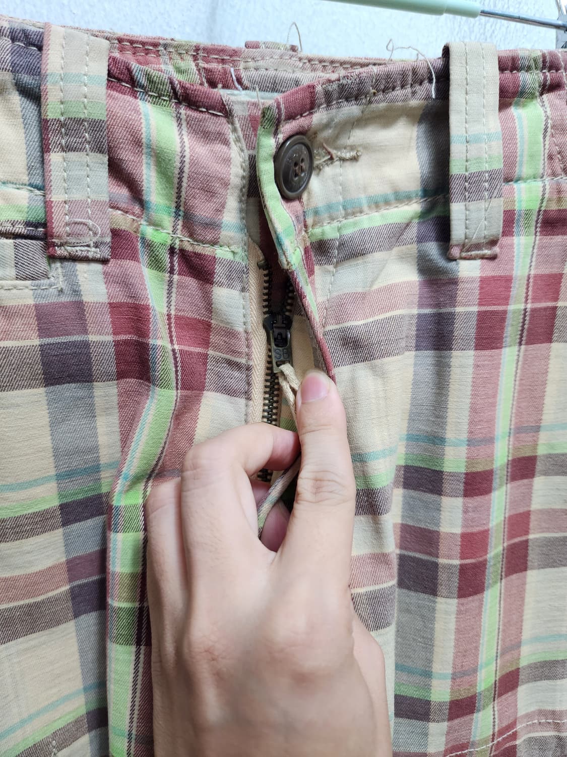 체크 카고 반바지 5부 반바지 상품이미지3