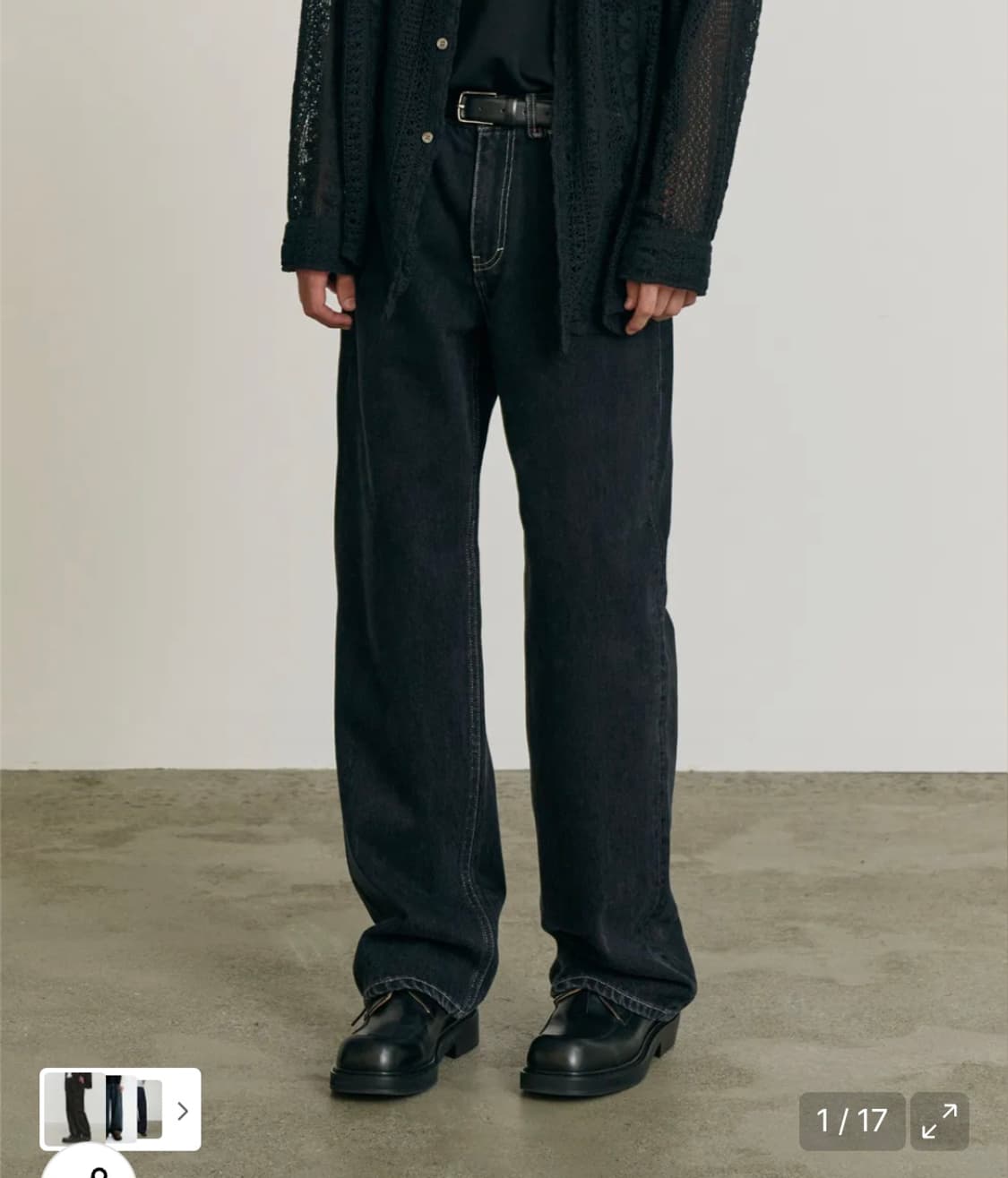 포트너스 블랙 콘 와이드 데님 m사이즈 (31-32) 상품이미지1