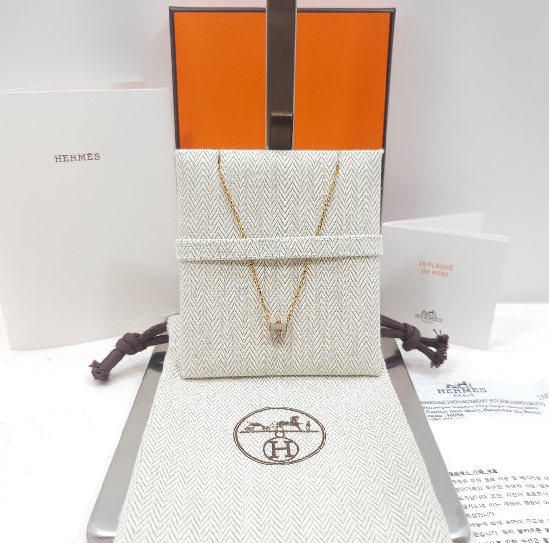 [정품]에르메스 미니 팝아슈 마롱/로즈골드 목걸이 상품이미지1