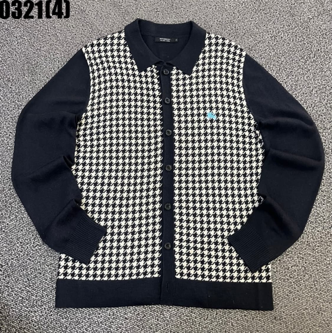 3 버버리 블랙라벨 하운드투스 가디건 블랙 0321(4) 상품이미지1