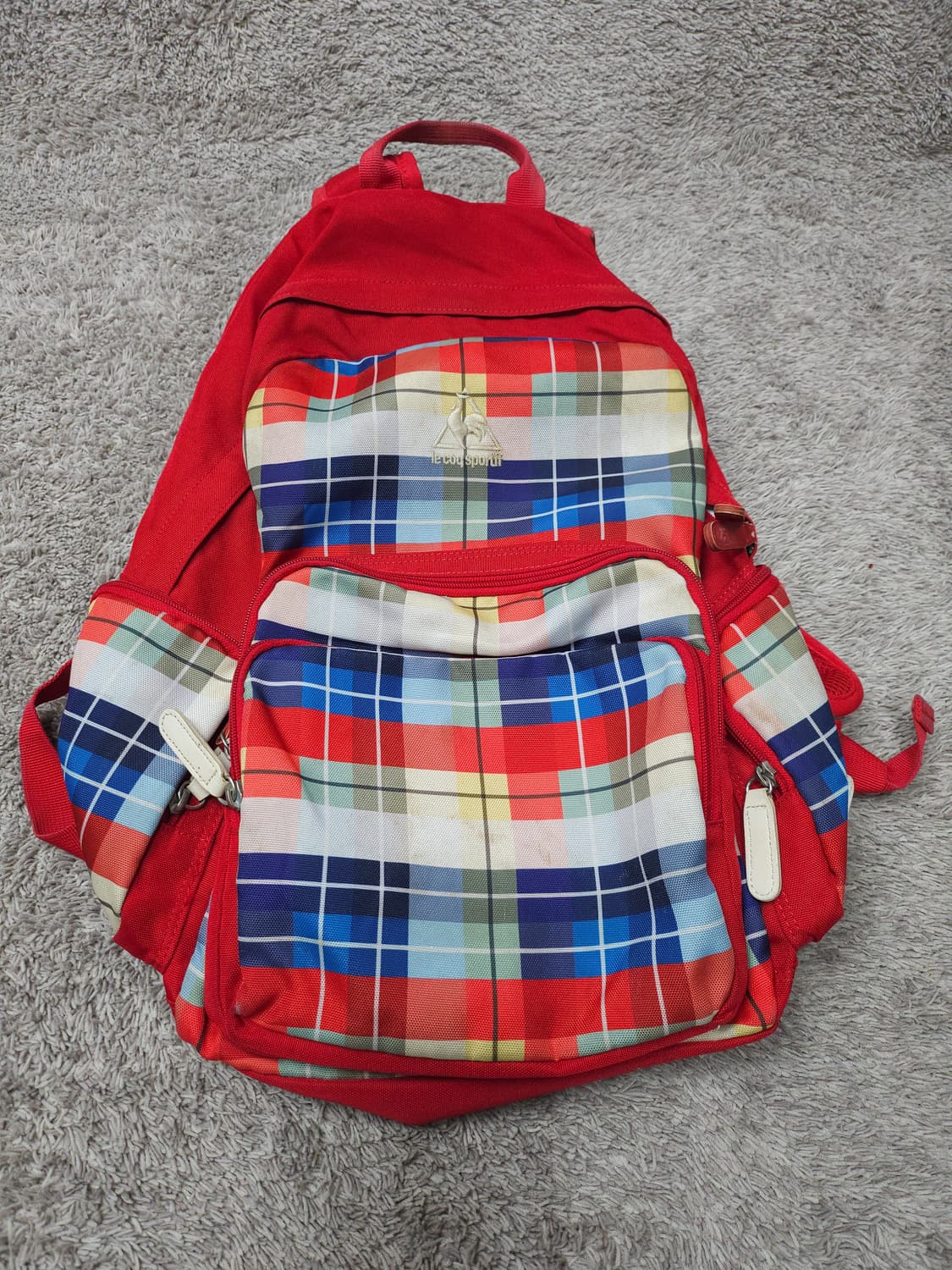 빈티지 르꼬끄 스포르티브(le coq sportif)체크 패턴 백팩 상품이미지4