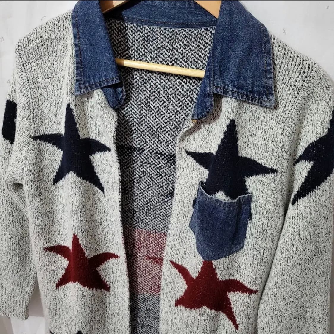 351 ) s급 꾸안꾸 고급니트 청 포인트 롱가디건 상품이미지4