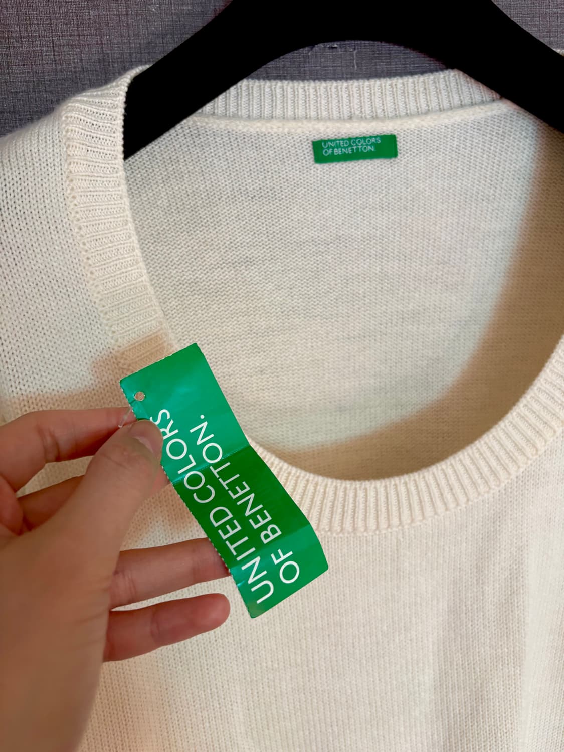 베네통 Benetton 아이보리 뜨개 반팔 니트 상품이미지4