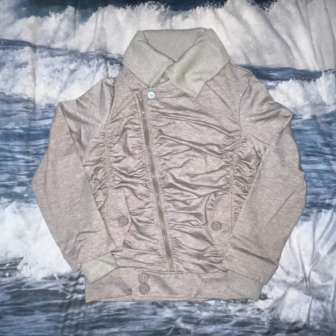 High neck Shirring Zip up 상품이미지2