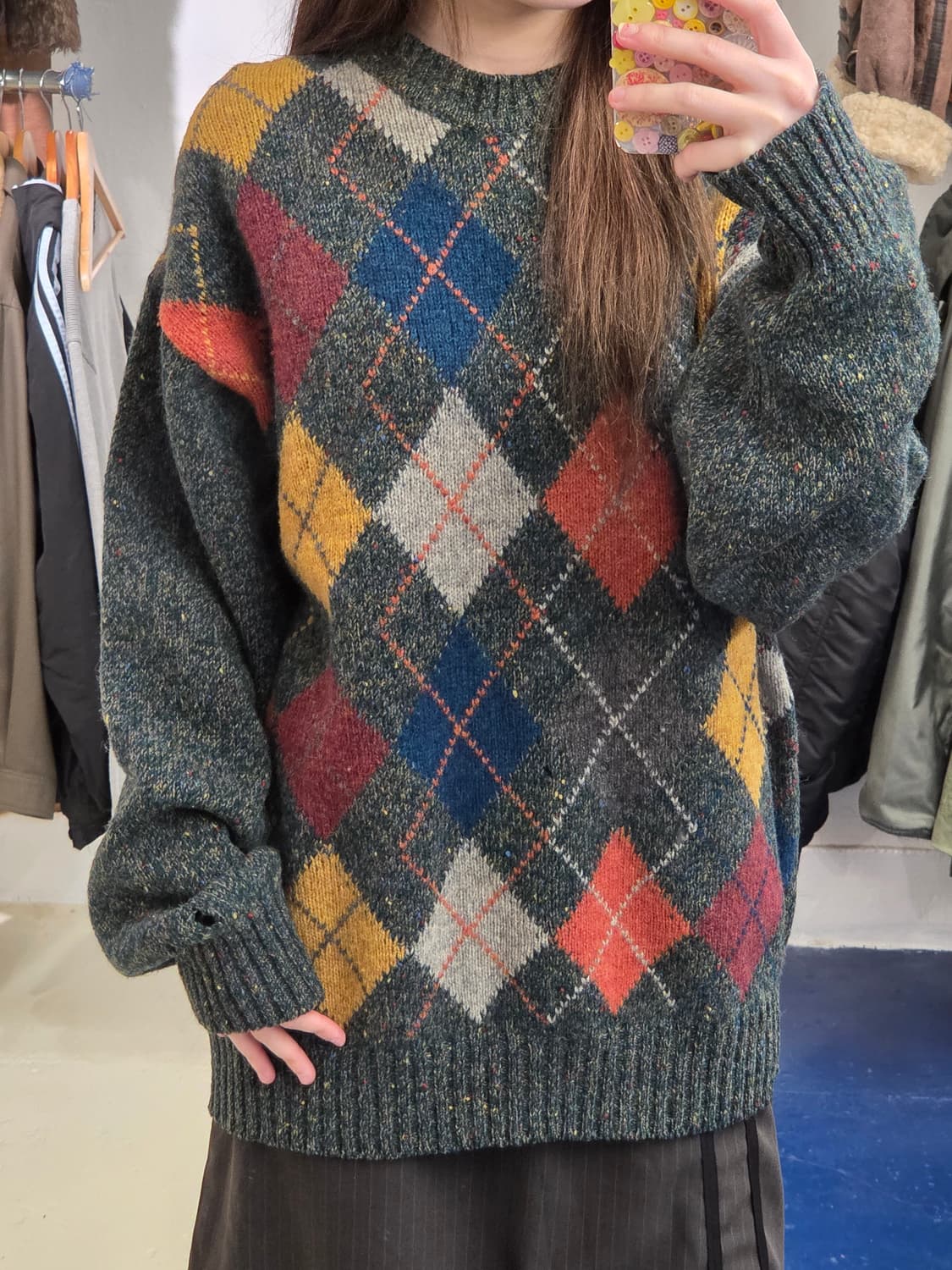 1990s Kerry Ireland 아일랜드 아가일 니트 상품이미지1