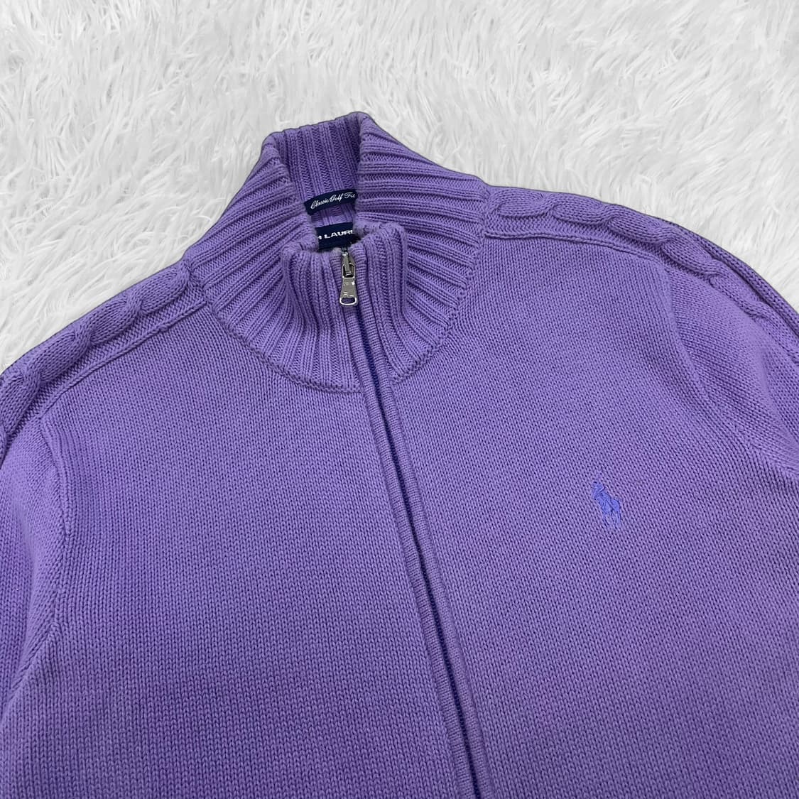 폴로 랄프로렌 포니 로고 니트 집업 퍼플 상품이미지3