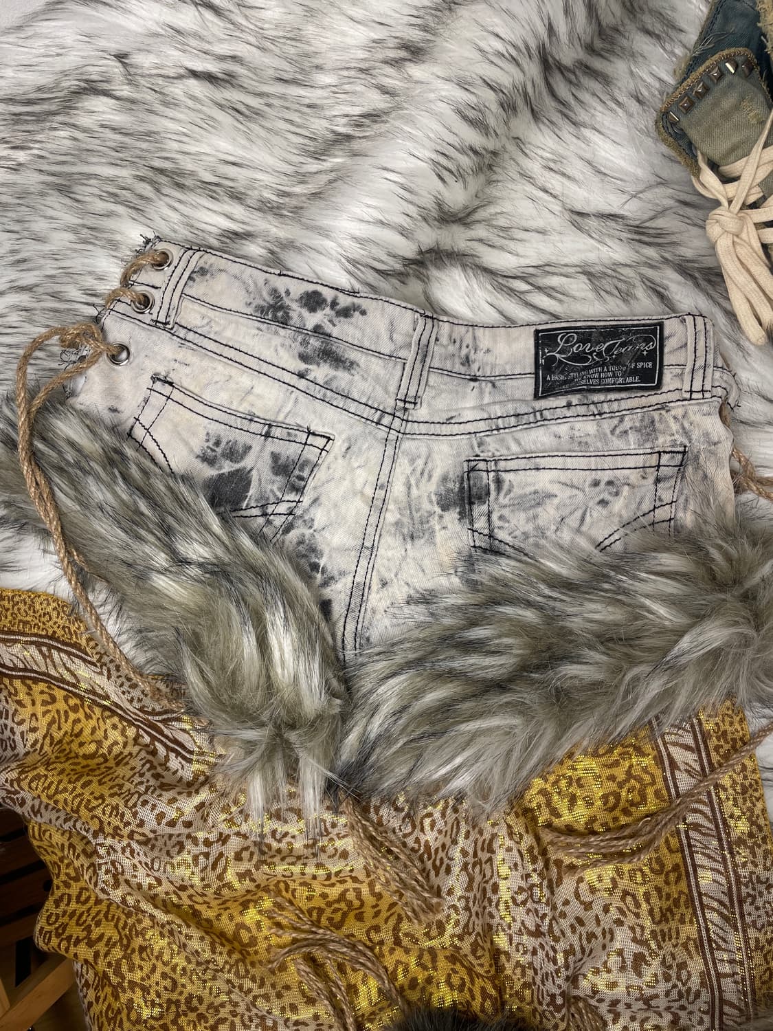 빈티지 커스텀 로우라이즈 퍼팬츠 쇼츠 상품이미지3