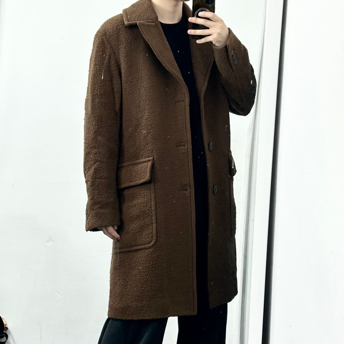 우영미 부클 울 롱코트 상품이미지2