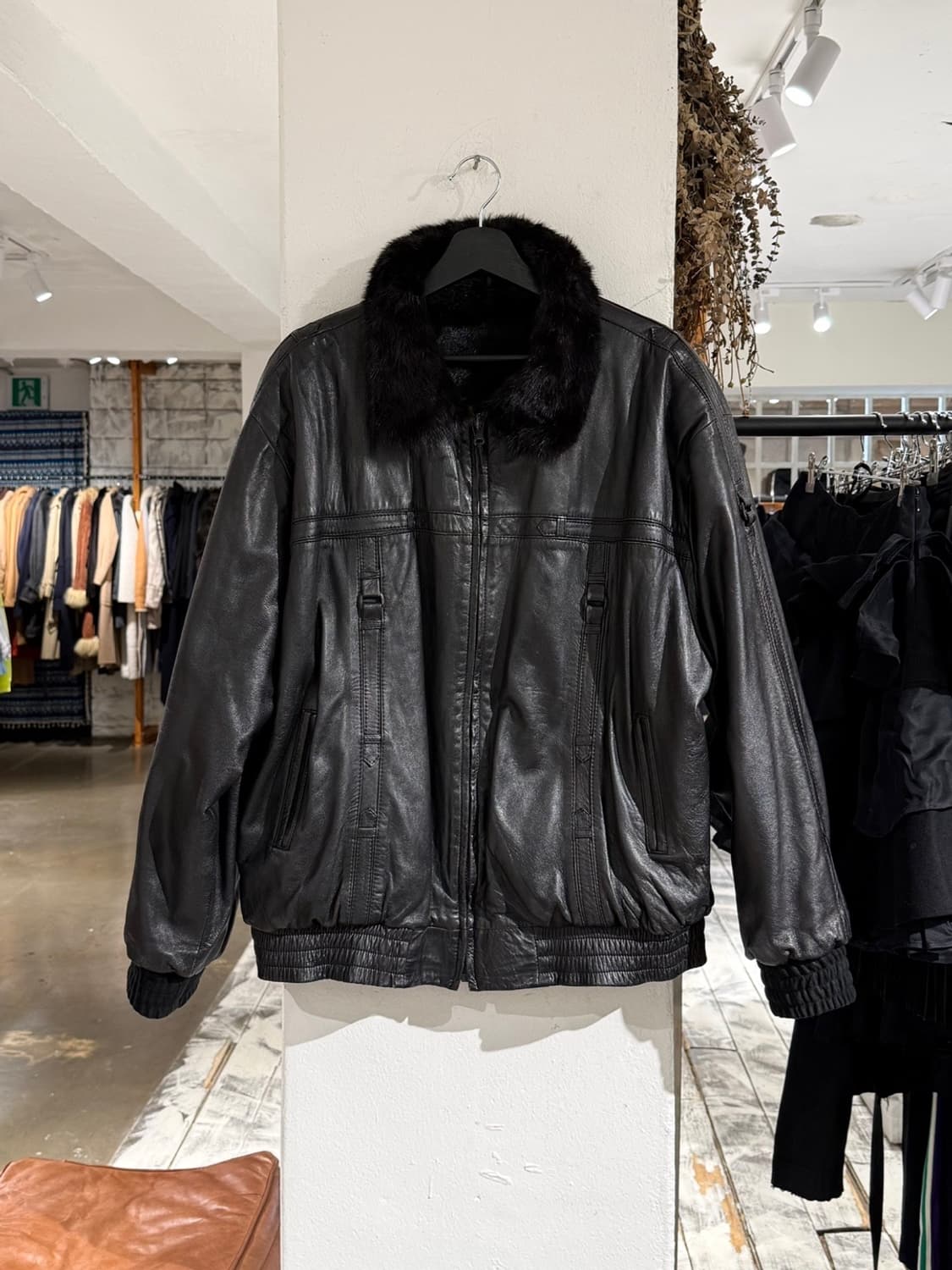 빈티지 리버시블 밍크 레더 봄버 자켓 상품이미지1